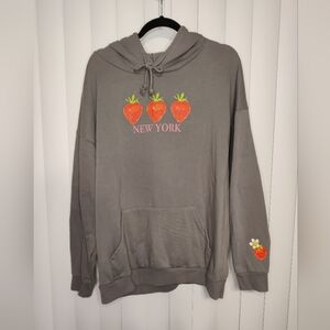 Hi res grey New York strawberry hoodie size L